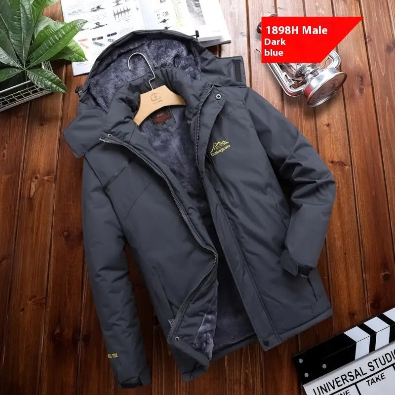 Men’s Plus Size Loose Riding Windproof Mountaineering Cotton-padded Jacket - Men Dark Gray / 2XL - Men’s jackets