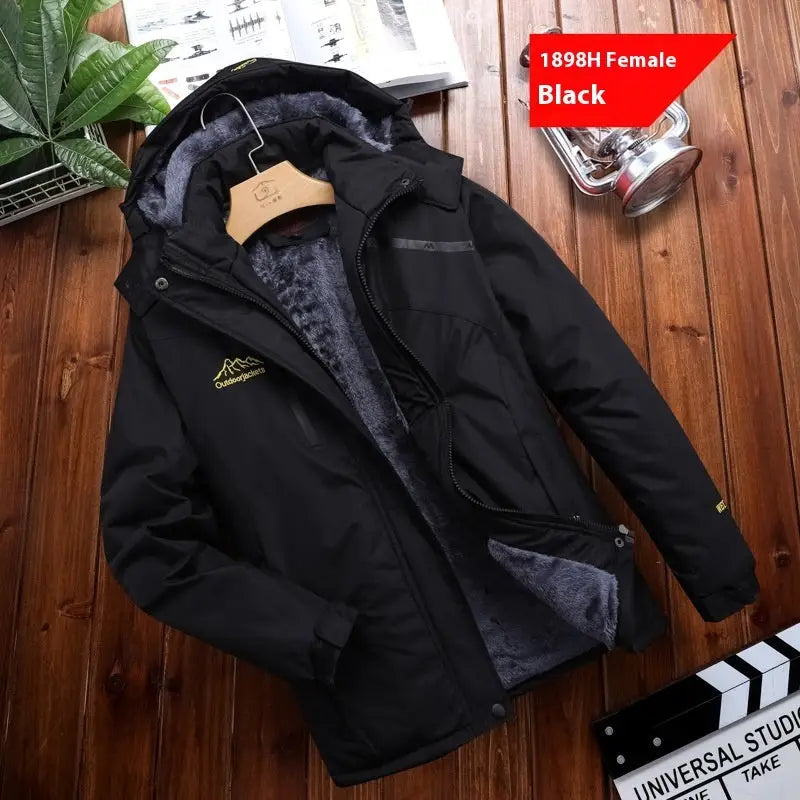 Men’s Plus Size Loose Riding Windproof Mountaineering Cotton-padded Jacket - Black For Women / 2XL - Men’s jackets