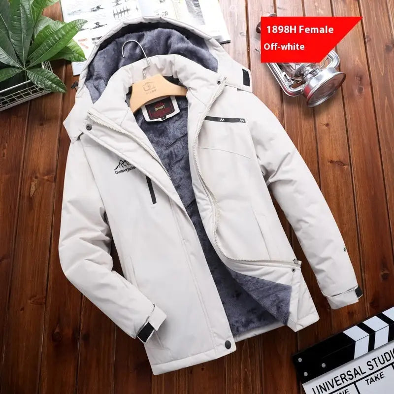 Men’s Plus Size Loose Riding Windproof Mountaineering Cotton-padded Jacket - Beige For Women / 2XL - Men’s jackets