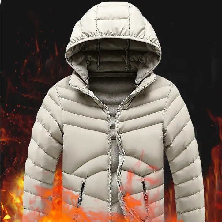 Men’s Winter Rib Cotton-padded Coat Fleece-lined Long Sleeve - Men’s jacket