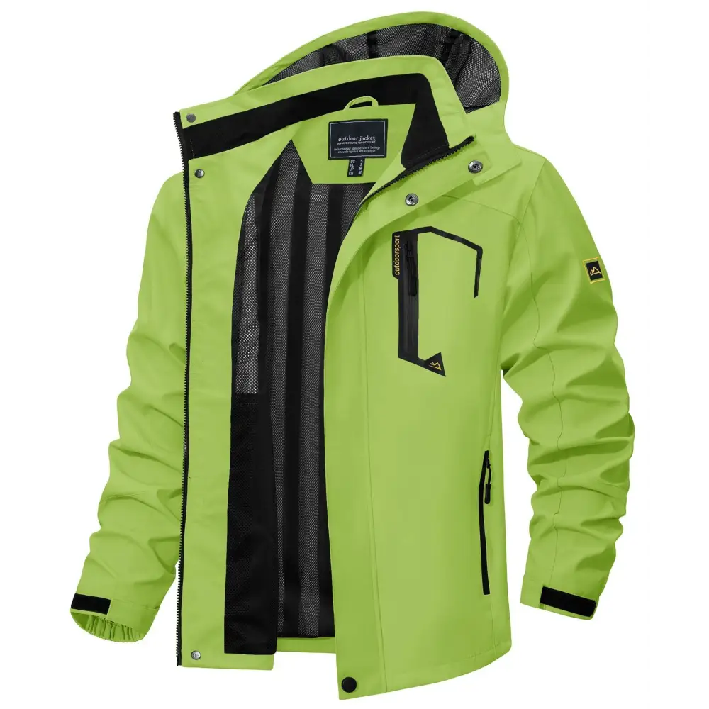 New Casual Fall Men’s Long Sleeve Hooded Jacket Coat - Fluorescent Green / 3XL - Men’s clothes