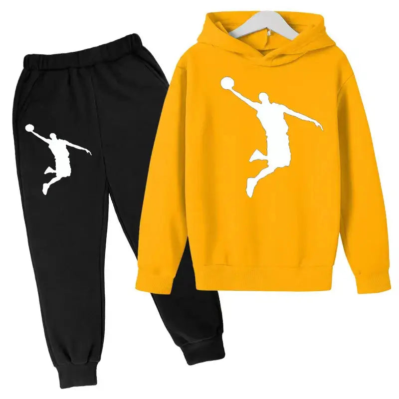 New Kids Hoodie Basketball Wear Brand Clothing Girls Boys Baby 3-13Y Top/Pants 2P Outdoor Game Training Party Jogging