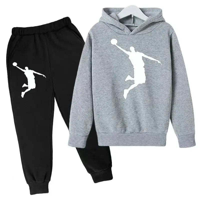 New Kids Hoodie Basketball Wear Brand Clothing Girls Boys Baby 3-13Y Top/Pants 2P Outdoor Game Training Party Jogging