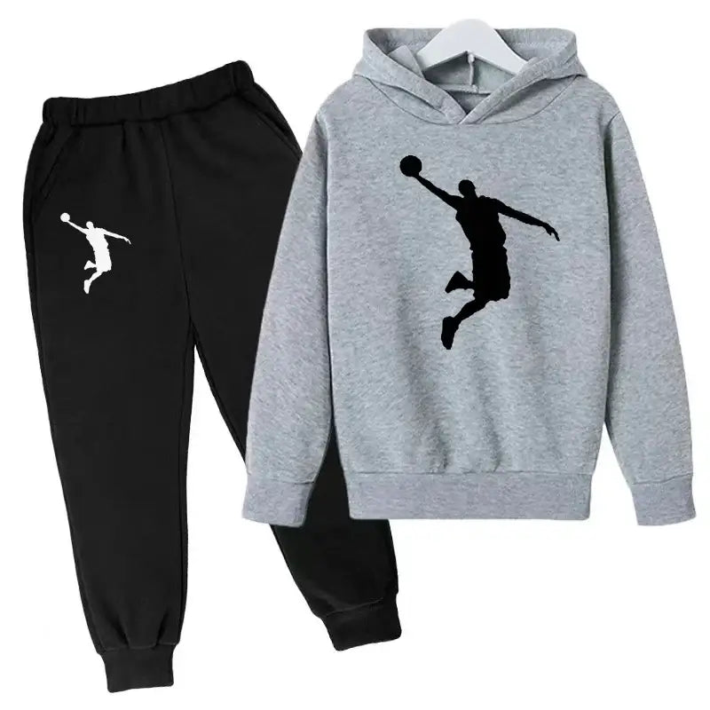 New Kids Hoodie Basketball Wear Brand Clothing Girls Boys Baby 3-13Y Top/Pants 2P Outdoor Game Training Party Jogging