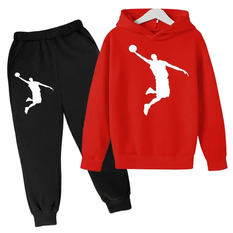 New Kids Hoodie Basketball Wear Brand Clothing Girls Boys Baby 3-13Y Top/Pants 2P Outdoor Game Training Party Jogging