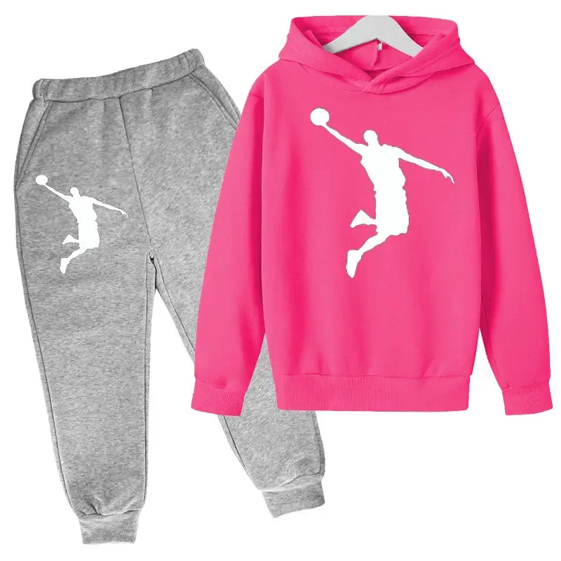 New Kids Hoodie Basketball Wear Brand Clothing Girls Boys Baby 3-13Y Top/Pants 2P Outdoor Game Training Party Jogging