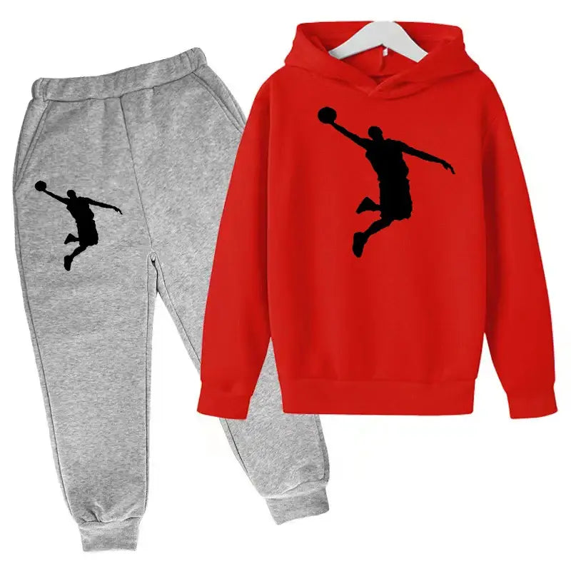 New Kids Hoodie Basketball Wear Brand Clothing Girls Boys Baby 3-13Y Top/Pants 2P Outdoor Game Training Party Jogging