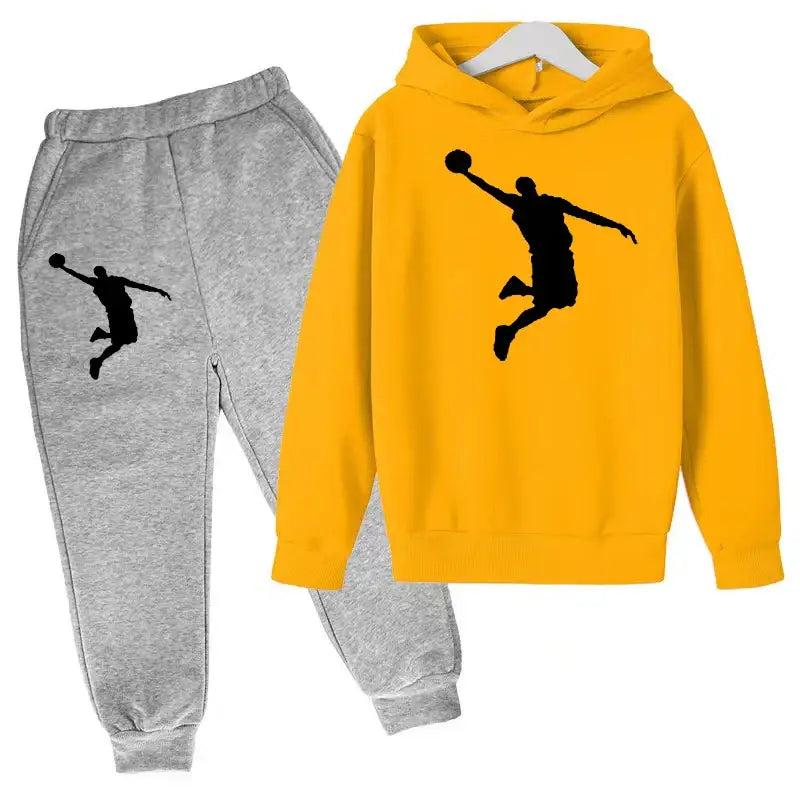 New Kids Hoodie Basketball Wear Brand Clothing Girls Boys Baby 3-13Y Top/Pants 2P Outdoor Game Training Party Jogging