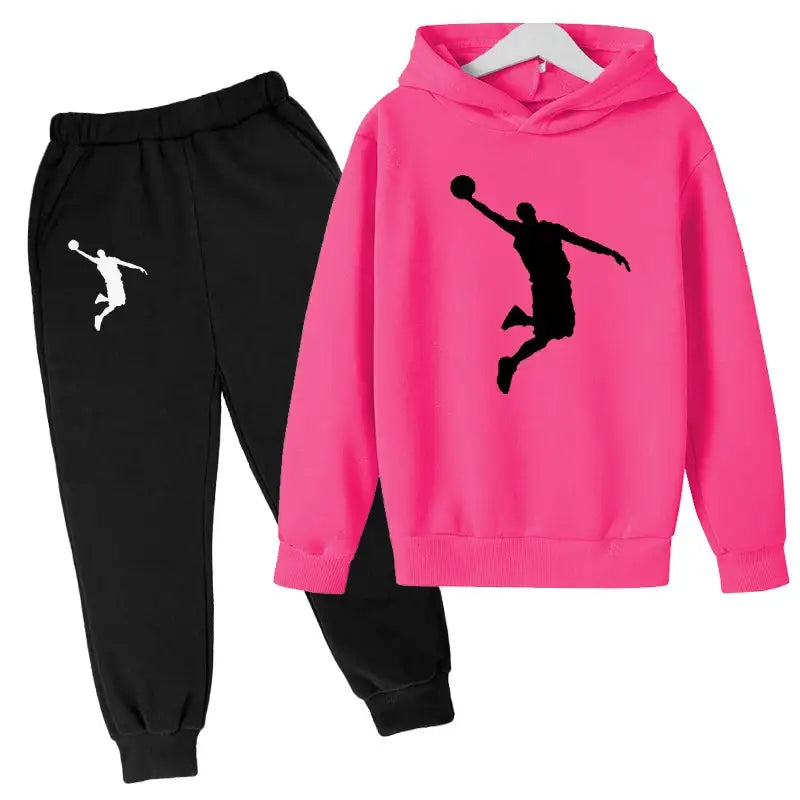 New Kids Hoodie Basketball Wear Brand Clothing Girls Boys Baby 3-13Y Top/Pants 2P Outdoor Game Training Party Jogging