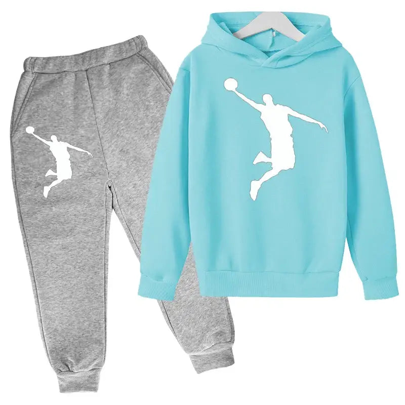 New Kids Hoodie Basketball Wear Brand Clothing Girls Boys Baby 3-13Y Top/Pants 2P Outdoor Game Training Party Jogging