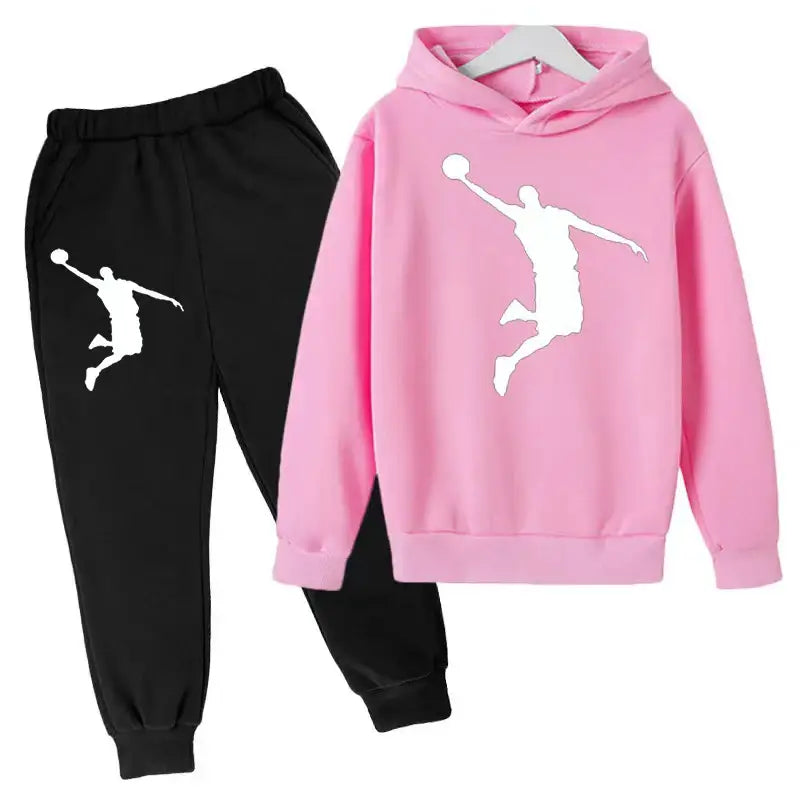 New Kids Hoodie Basketball Wear Brand Clothing Girls Boys Baby 3-13Y Top/Pants 2P Outdoor Game Training Party Jogging