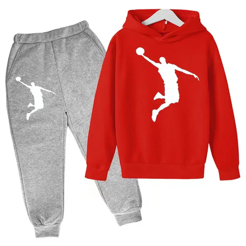 New Kids Hoodie Basketball Wear Brand Clothing Girls Boys Baby 3-13Y Top/Pants 2P Outdoor Game Training Party Jogging