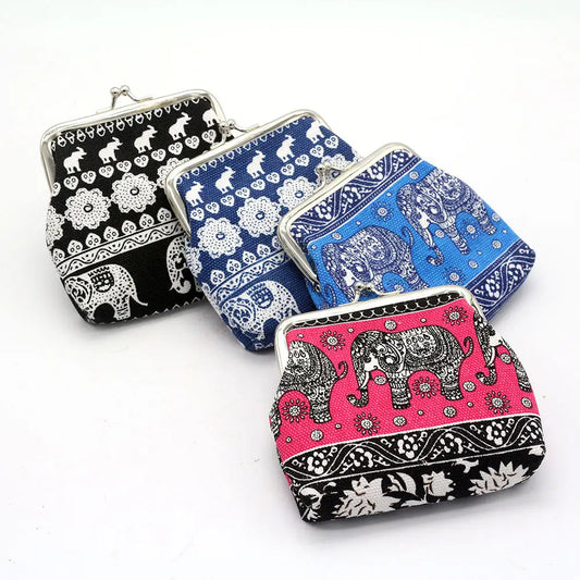 New national wind zero wallet canvas stamp coin package for lady elephant small wallet wholesale - Kids accessories