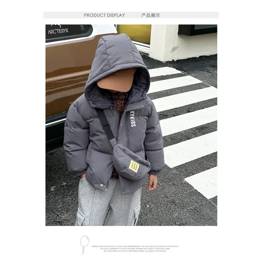 New Winter Boys Girls Jacket Thick Keep Warm Lining With Velvet Hooded Heavy Coat For Kids Children Outerwear Send Bag