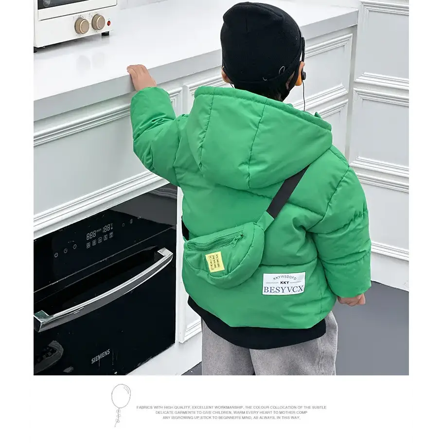 New Winter Boys Girls Jacket Thick Keep Warm Lining With Velvet Hooded Heavy Coat For Kids Children Outerwear Send Bag