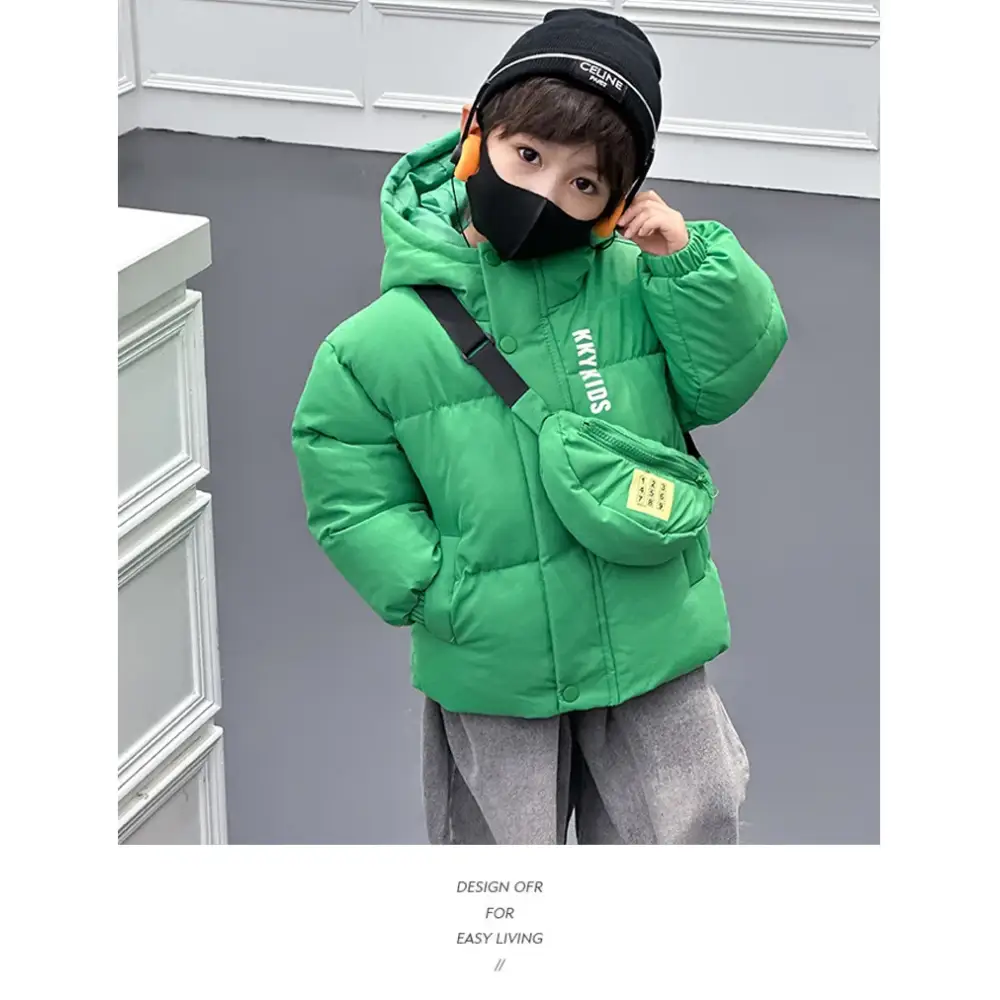 New Winter Boys Girls Jacket Thick Keep Warm Lining With Velvet Hooded Heavy Coat For Kids Children Outerwear Send Bag