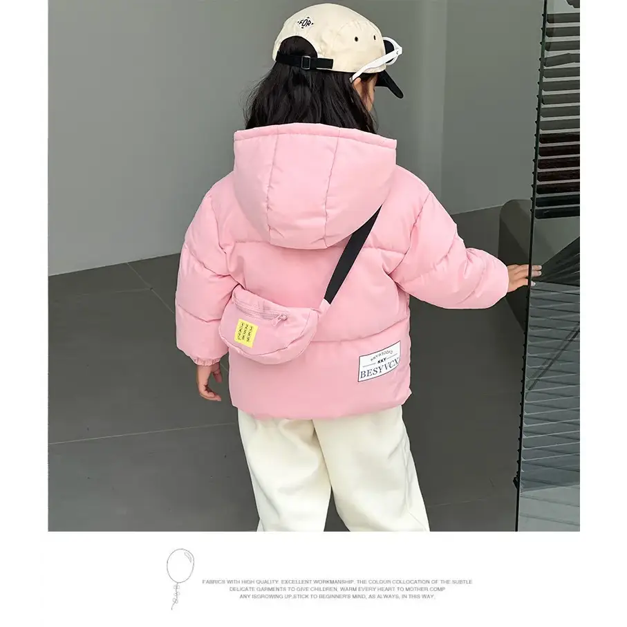 New Winter Boys Girls Jacket Thick Keep Warm Lining With Velvet Hooded Heavy Coat For Kids Children Outerwear Send Bag