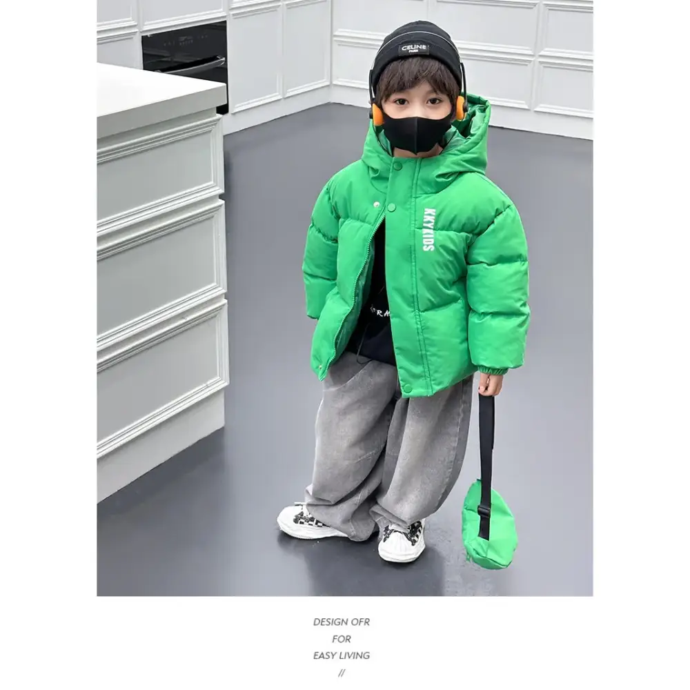 New Winter Boys Girls Jacket Thick Keep Warm Lining With Velvet Hooded Heavy Coat For Kids Children Outerwear Send Bag