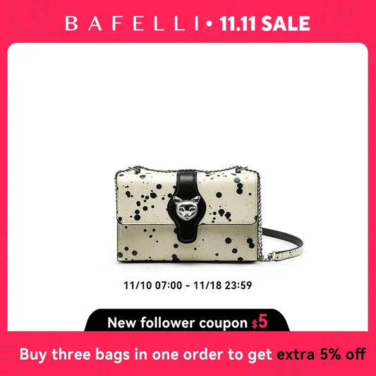 NEW WOMEN’S HANDBAGS BAFELLI 2024 TREND MESSENGER BAGS FOR WOMEN SHOULDER GENUINE LEATHER CAT LUXURY BRAND DESIGNER