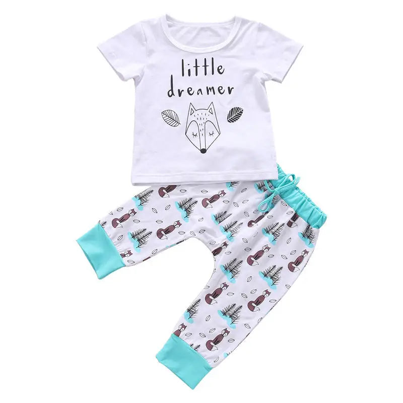 Newborn Baby Clothes Set T-shirt Tops + Pants Little Boys and Girls Outfits - 100cm - Boys Jeans