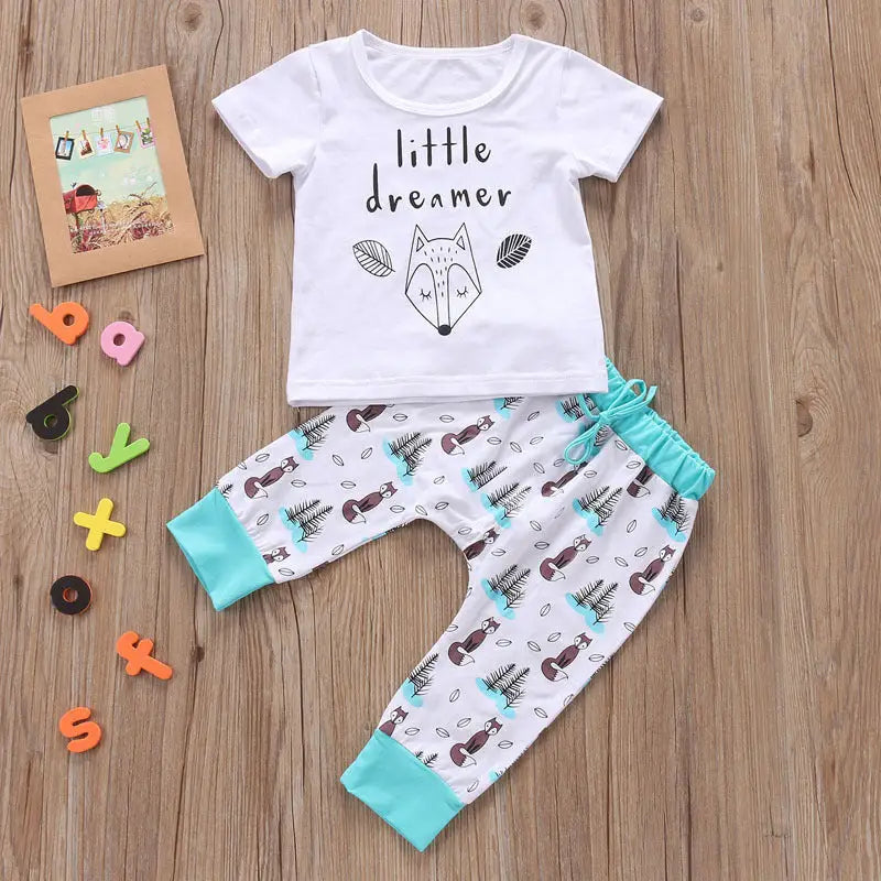 Newborn Baby Clothes Set T-shirt Tops + Pants Little Boys and Girls Outfits - Boys Jeans