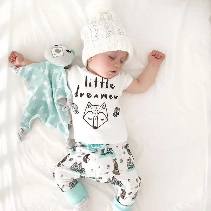 Newborn Baby Clothes Set T-shirt Tops + Pants Little Boys and Girls Outfits - Boys Jeans