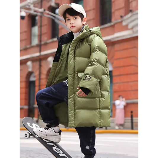 OLEKID 2024 Winter Children Down Jacket For Boys Thick Warm Waterproof Long Teenage Boy Outwear Coat 5-16 Years Kids