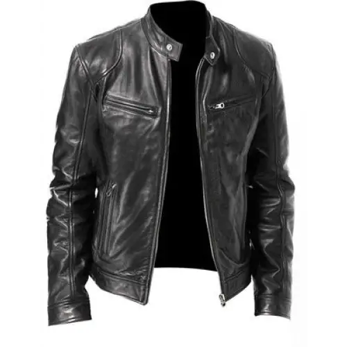 PU Leather Jacket Slim Leather Jacket - Men’s jackets