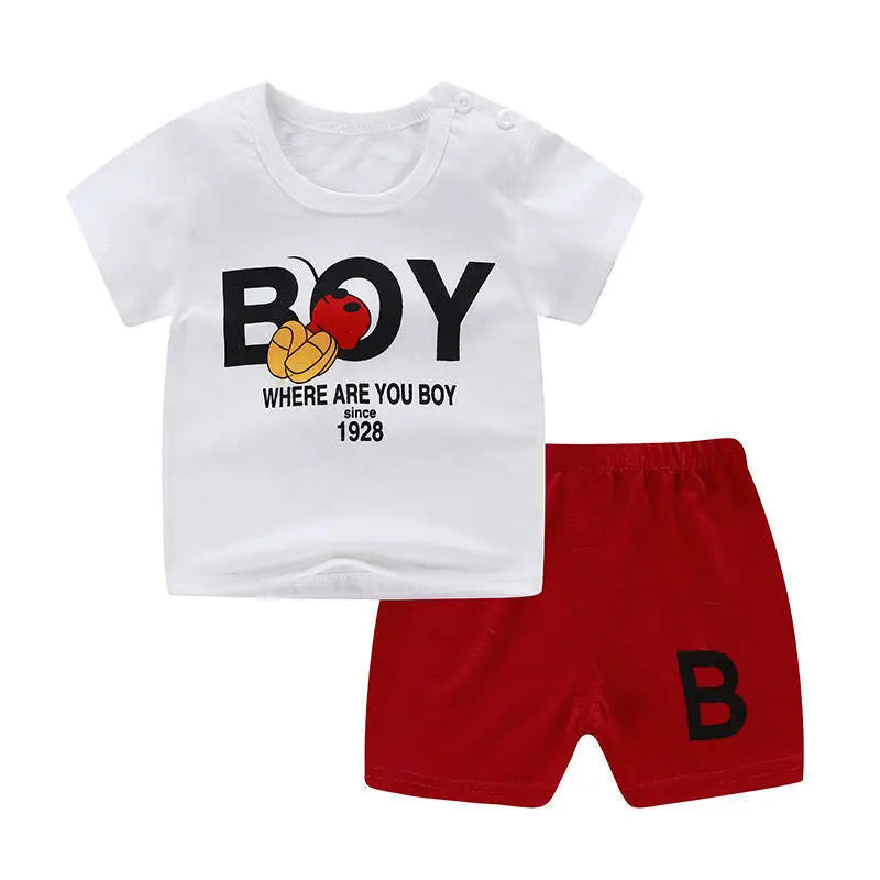 Summer Infant Newborn Baby Boy Clothes Children Clothing Set for Girls Kids T-Shirt Shorts 2PCS Outfits Cotton Casual