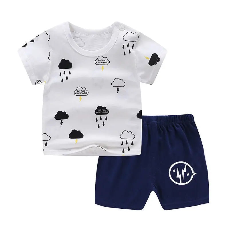 Summer Infant Newborn Baby Boy Clothes Children Clothing Set for Girls Kids T-Shirt Shorts 2PCS Outfits Cotton Casual