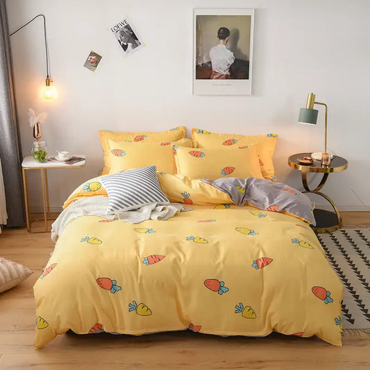 Three-piece fall/winter bed quilt cover - Daikon Yellow / 1.5m - Home textiles