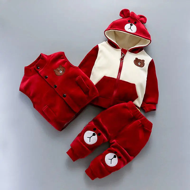 Three-piece Set Of Baby Clothes For Children And Children - Wine Red / 100cm - Kids Christmas clothes