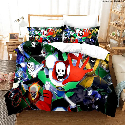 Undertale Bedding Set Cartoon Game Duvet Cover Set Kids Boys Bed Quilt Cover Bedroom Decor Bed Set Queen King Size Home