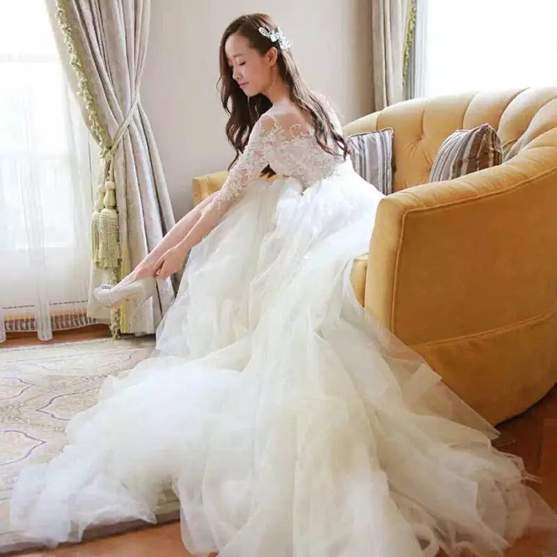 Wedding Dress Bride Lace Sleeves Dress - Wedding dress