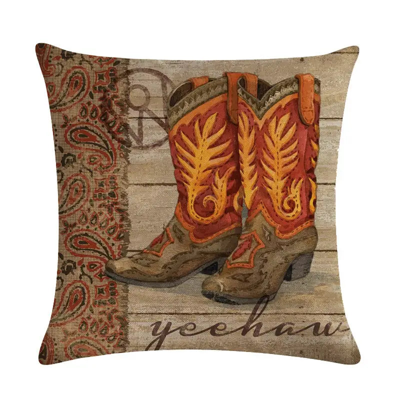 Wild West Throw Pillow Covers - C