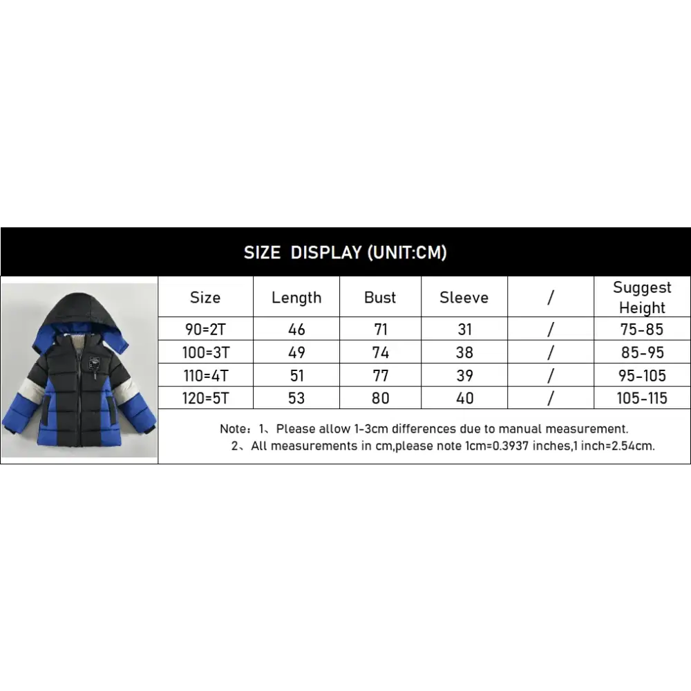 Winter Keep Warm Boys Jacket Letter Printing Fashion Baby Coat Hooded Outerwear Birthday Gift 2 3 4 5 Years Old Kids