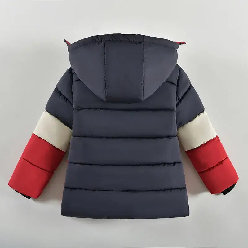 Winter Keep Warm Boys Jacket Letter Printing Fashion Baby Coat Hooded Outerwear Birthday Gift 2 3 4 5 Years Old Kids