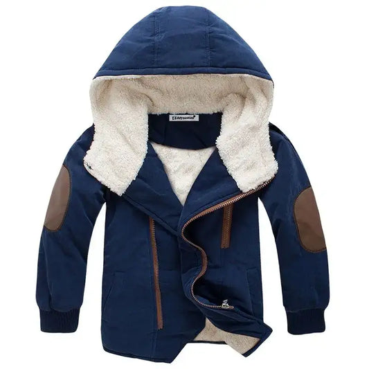 Winter Thick Boys Jackets 2023 New Warm Clothes Children Jacket Plus Velvet Padded Jacket Boy Hooded Jackets Mid-length