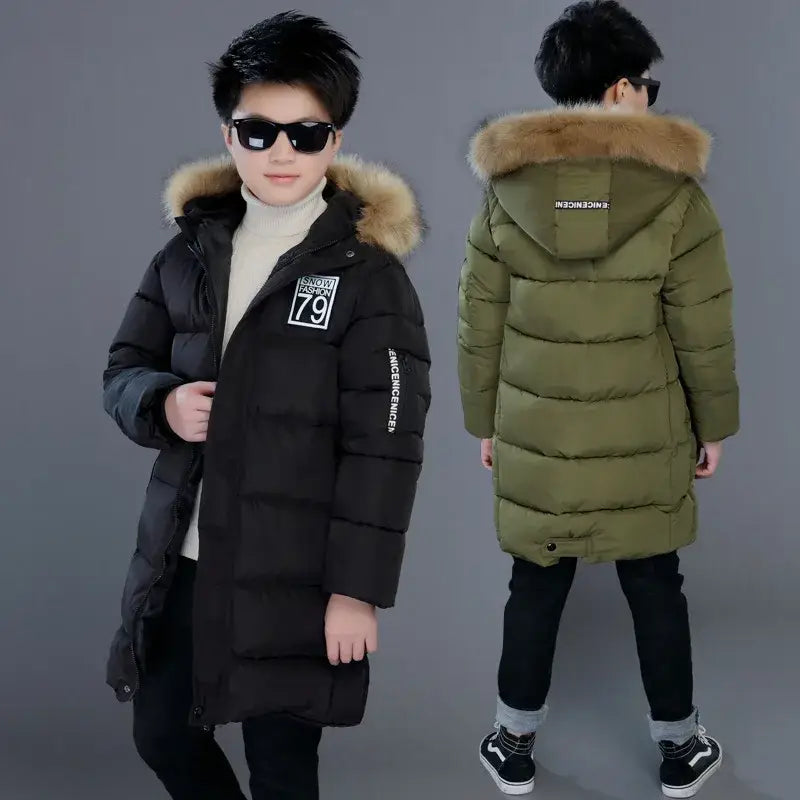 Winter Thicken Windproof Warm Kids Coat Waterproof Children Outerwear Cotton Filler Heavyweight Boys Jackets For 4-14