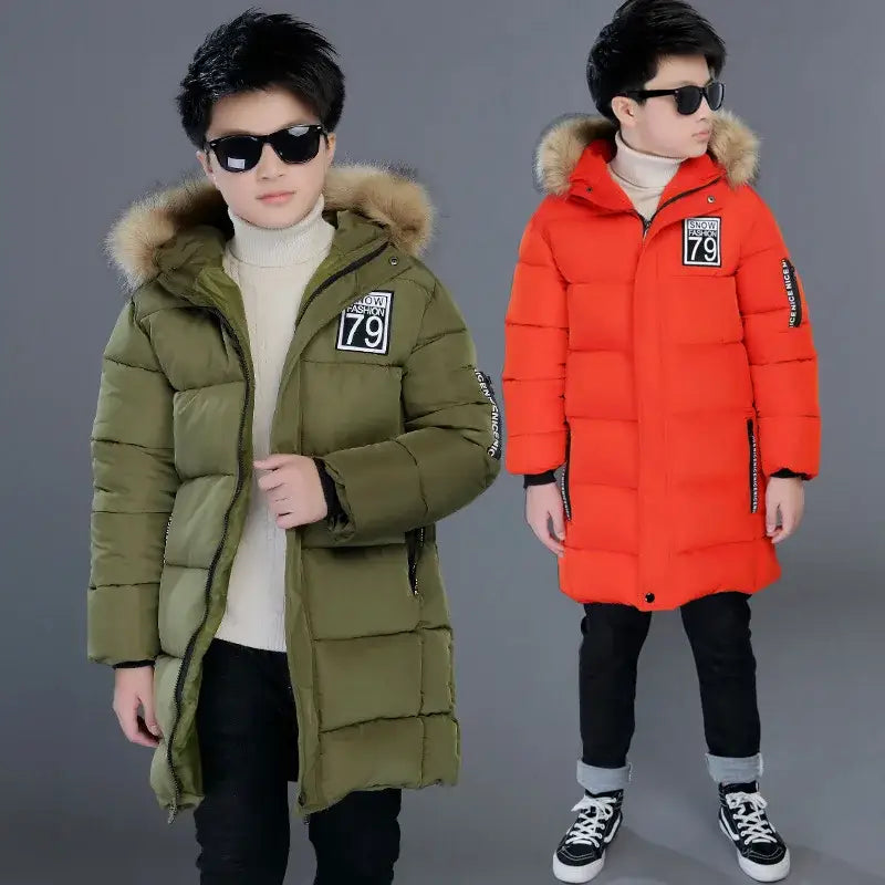 Winter Thicken Windproof Warm Kids Coat Waterproof Children Outerwear Cotton Filler Heavyweight Boys Jackets For 4-14