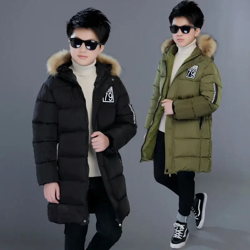 Winter Thicken Windproof Warm Kids Coat Waterproof Children Outerwear Cotton Filler Heavyweight Boys Jackets For 4-14