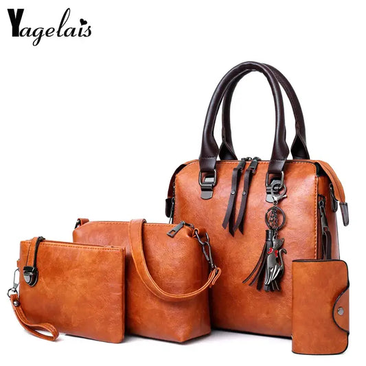 Women Composite Bag Luxury Leather Purse And Handbags Famous Brands Designer Sac Top-handle Female Shoulder Bag 4pcs