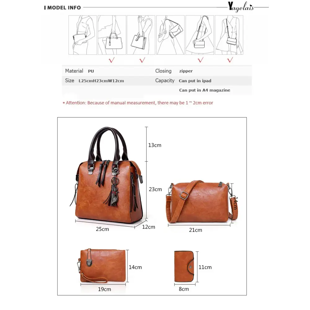 Women Composite Bag Luxury Leather Purse And Handbags Famous Brands Designer Sac Top-handle Female Shoulder Bag 4pcs