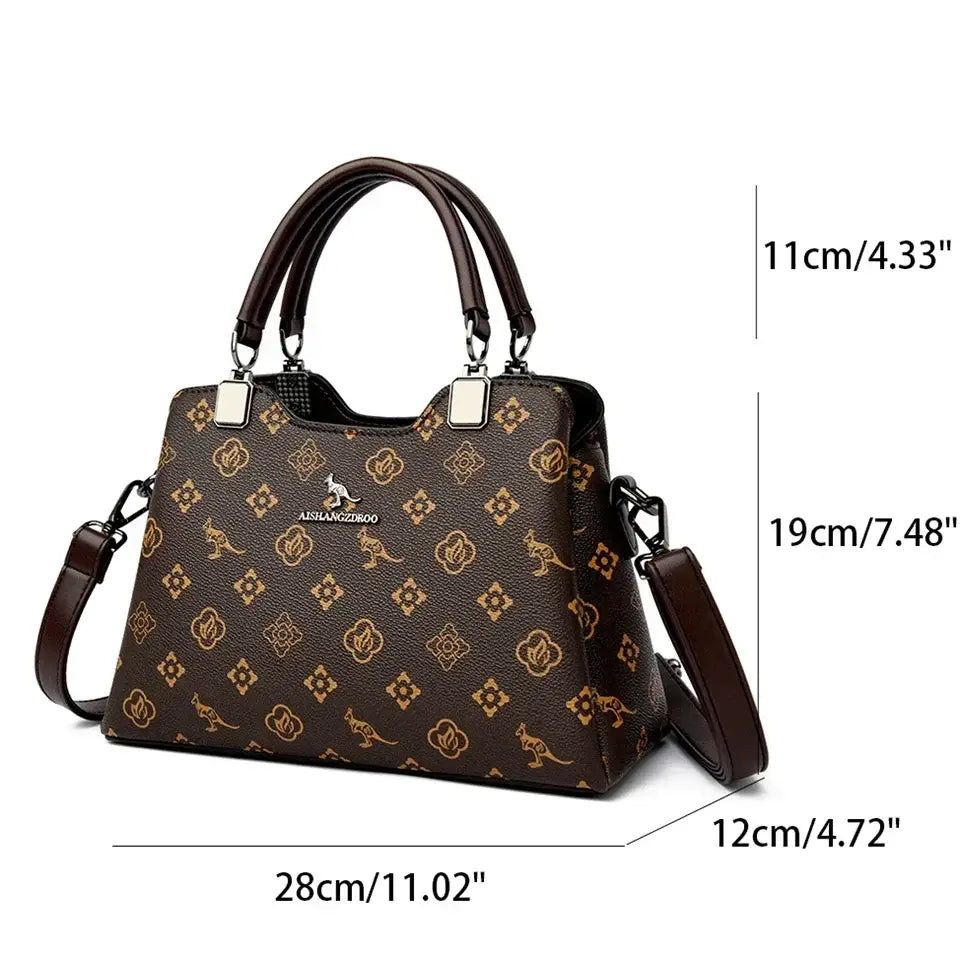 Women Handbag Large Capacity Multi-Compartment Leather Handbag for Moms High Quality Luxury Print Design Anti-Theft